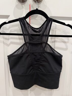 Free People Black Mesh Detail Athletic Top